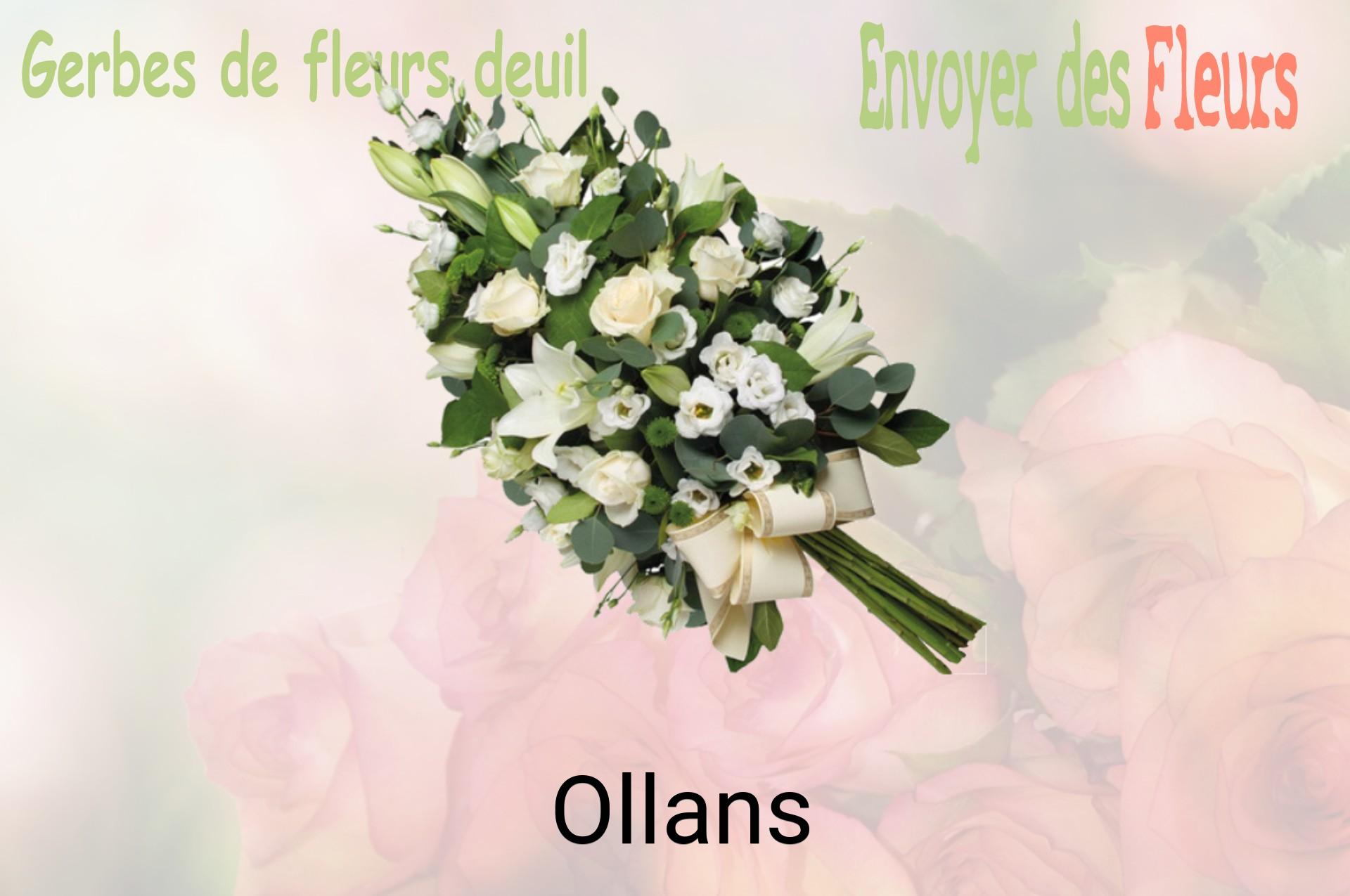 Gerbe de fleurs de deuil livrée à Ollans